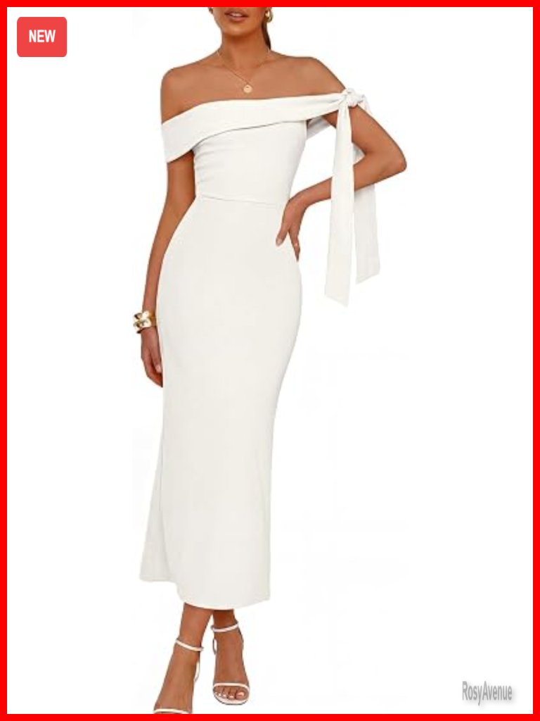Off Shoulder Bodycon Maxi Dress Sleeveless Wedding Cocktail Formal Long Dress